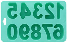 Load image into Gallery viewer, top view of the number silicon mold in green