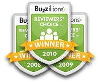 award from the website buzzillions 2008, 2009, 2010 "reviewers choice"