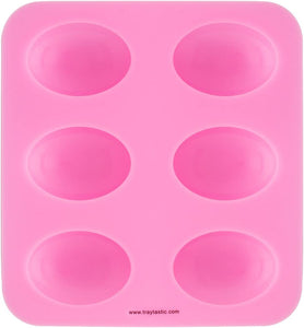 Traytastic! Silicone Oval Soap Mold (6 Cavity) for Pebble Shape Mold for DIY Crafts & Soap Bar Making