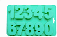 Load image into Gallery viewer, bottom view of the silicon number tray in green
