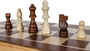 closeup of a chess board with 6 random chess pieces setup