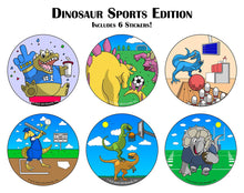 Load image into Gallery viewer, KidSwitch Light Switch Extender for Kids - Dinosaur Sports Edition - 3 Count - Includes 6 Themed and 6 Blank Art Decals
