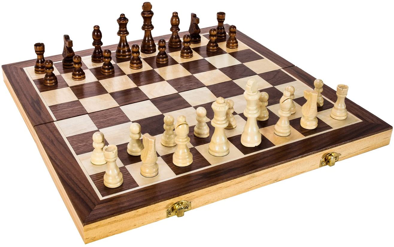  Fun+1 Toys! Wooden Chess Set for Adults and Kids, 15 Portable Chess  Board Set with Chess Pieces & Drawstring Bag : Toys & Games